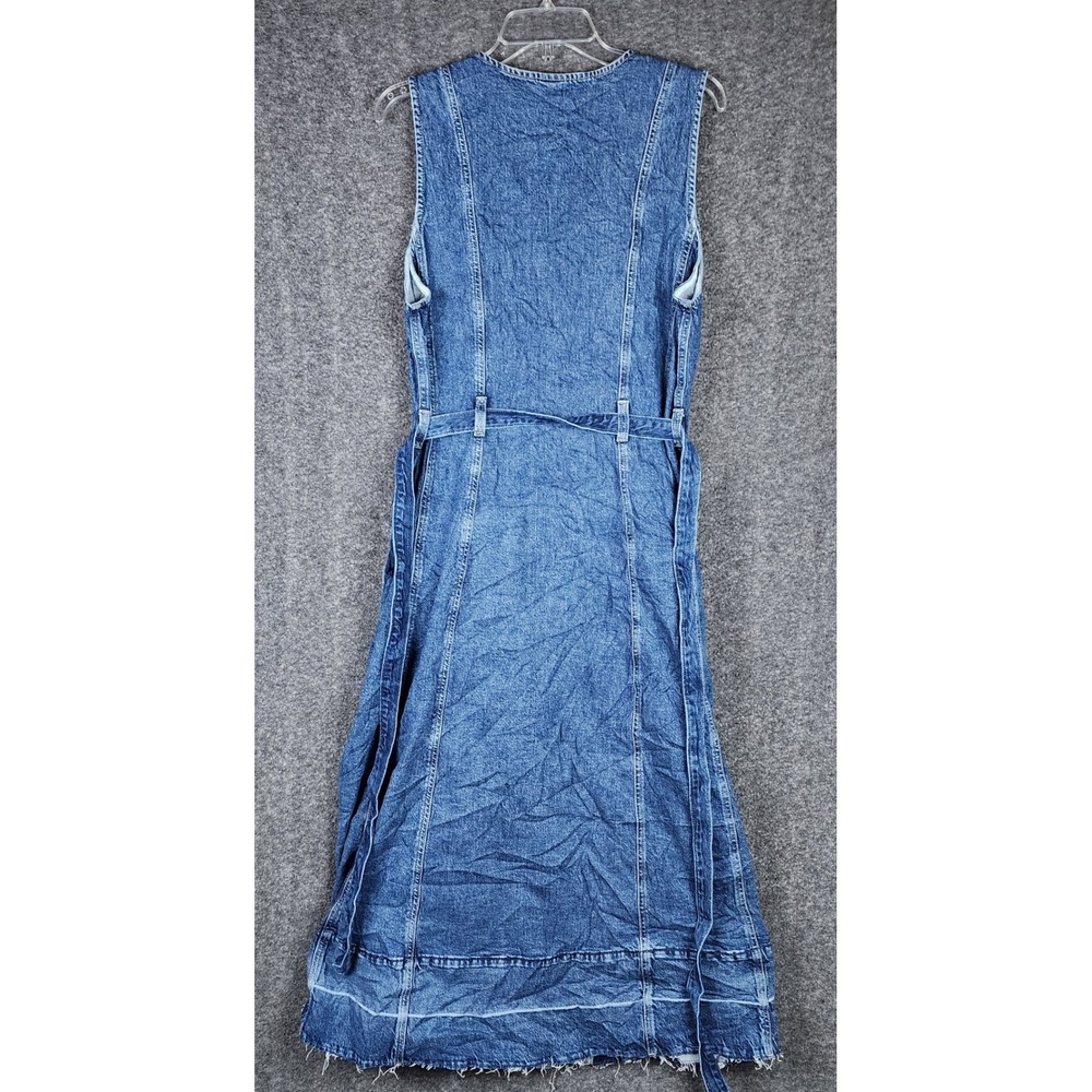 Gap Dress Womens XL Denim Midi Button Front Blue Raw Hem NEW - Picture 2 of 7